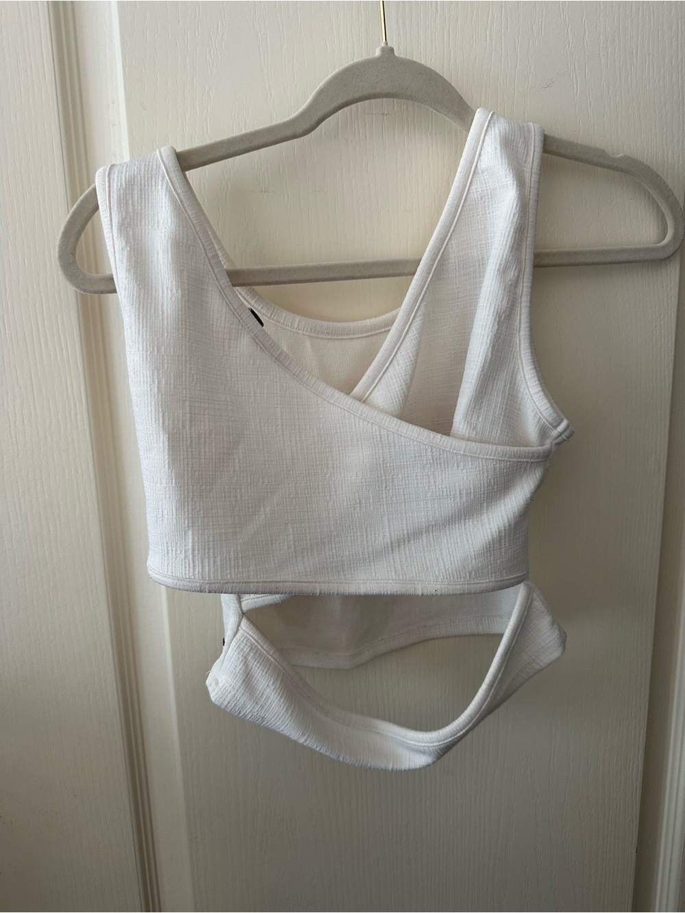 Roxy White Ribbed Cropped Tank with Crossback - Picture 2 of 3